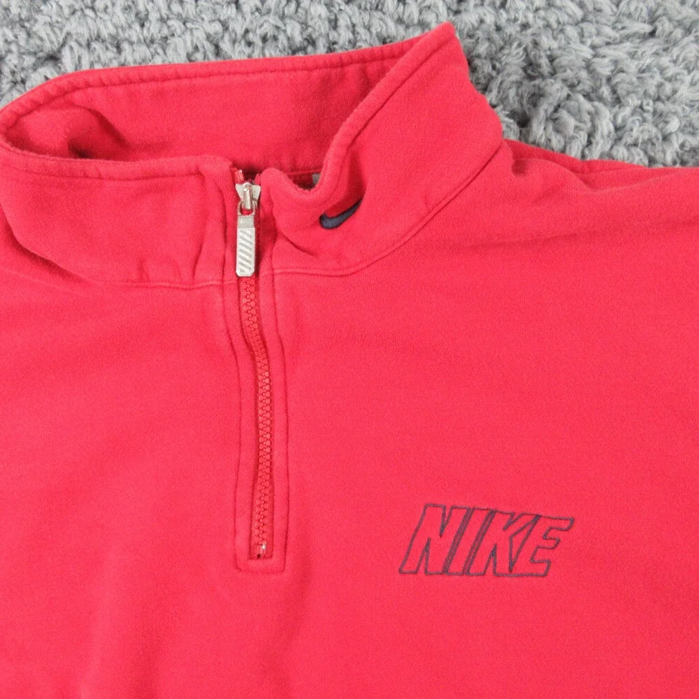 Nike Sweater Mens Large Red Blue Long Sleeve Sweatshirt 1/4 Zip